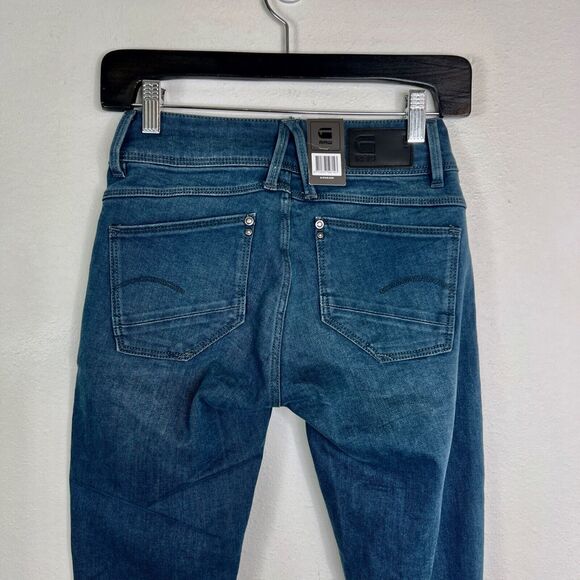G-Star Raw Womens Lynn Mid Skinny Jeans W25 L30 Dark Blue Dk Aged Wash - Picture 7 of 9